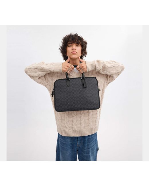 Valigetta Sottile Gotham di COACH in Black da Uomo
