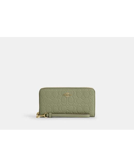 COACH Green Long Zip Around Wallet