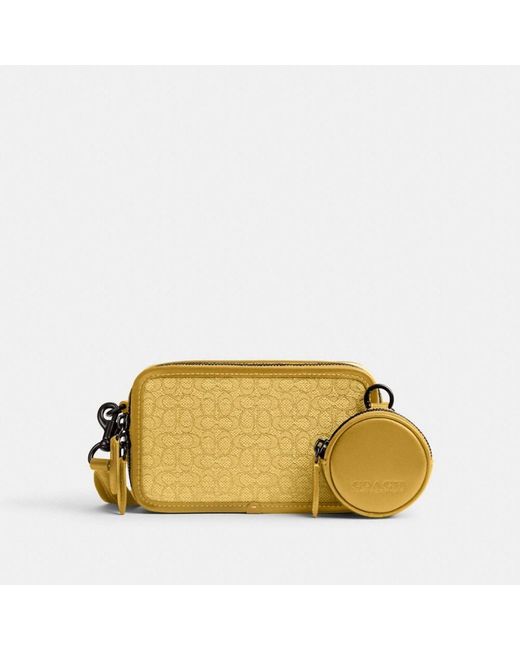 COACH Charter Slim Crossbody In Micro Signature Jacquard in Yellow for ...