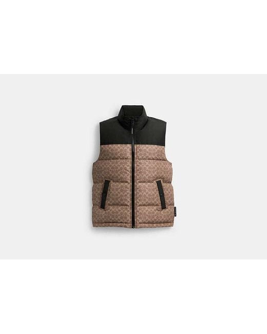 COACH Black Signature Down Vest for men