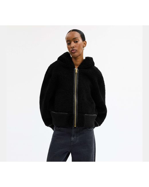 COACH Black Reversible Shearling Hoodie
