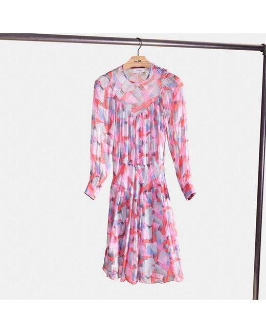 COACH Pink Restored Bold Geo Yoke Dress