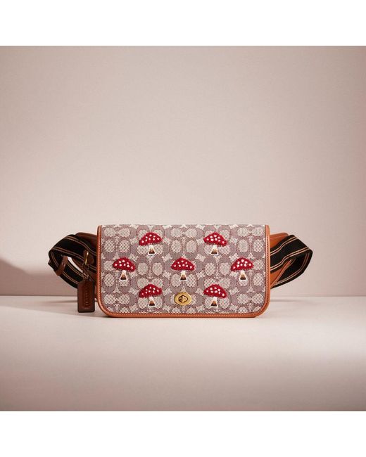 COACH Pink Restored Dinky Belt Bag In Signature Textile Jacquard With Mushroom Motif Embroidery for men