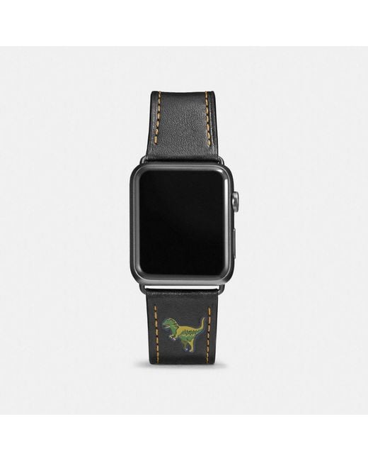 COACH Black Apple Watch® Rexy Leather Watch Strap