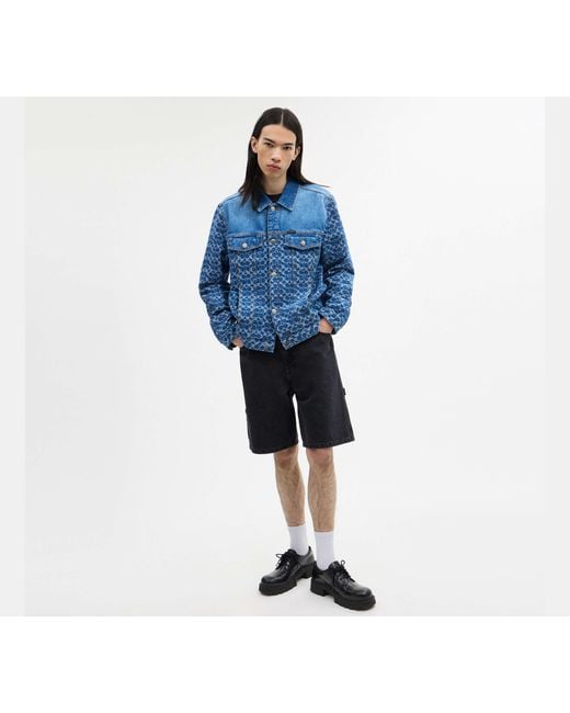 COACH Blue Signature Trucker Jacket for men