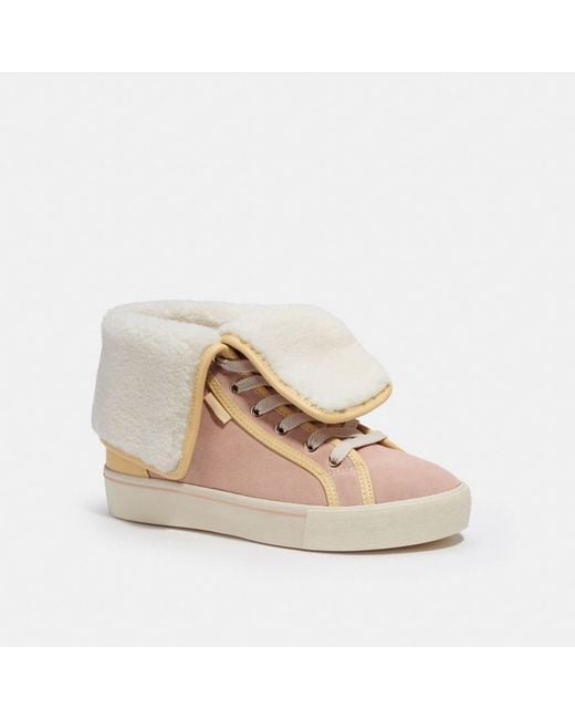 COACH Citysole Foldover High Top Platform Sneaker in Natural Lyst