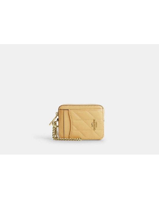 COACH Black Zip Card Case With Quilting