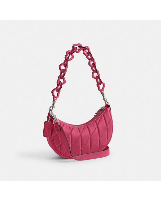 COACH Pink Mira Shoulder Bag With Pillow Quilting And Heart Strap