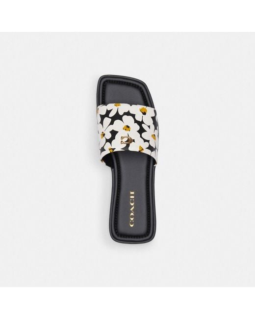 COACH Black Florence Sandal With Floral Print