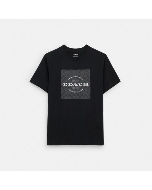 T-shirt carré signature en coton biologique COACH pour homme en coloris Black