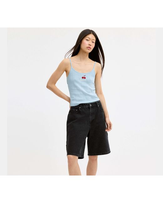 COACH Blue Cherry Pointelle Tank