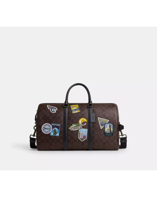COACH Black Venturer Bag With Travel Patches - Brown | Pvc for men