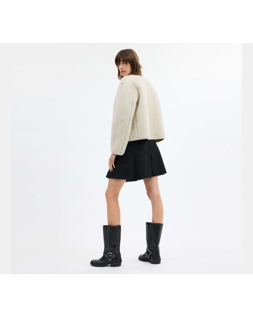 COACH White Short Sherpa Cardi Jacket