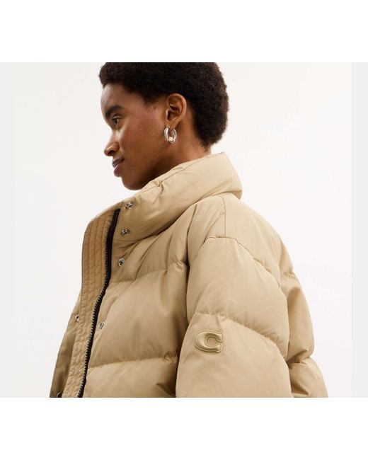 Chaqueta Acolchada Corta COACH de color Natural