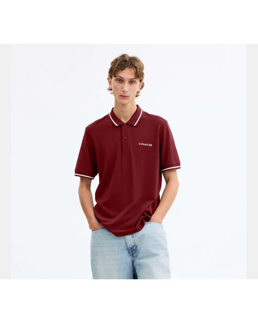 COACH Red Signature Trim Polo for men