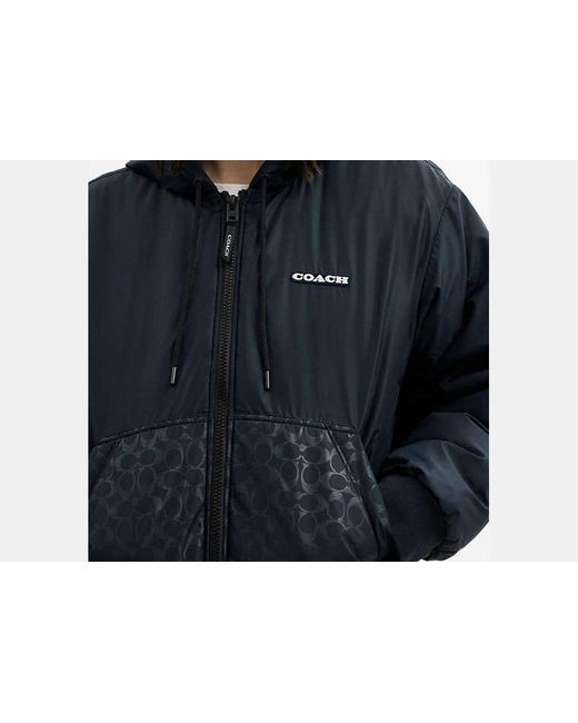 COACH Blue Down Zip Hoodie for men