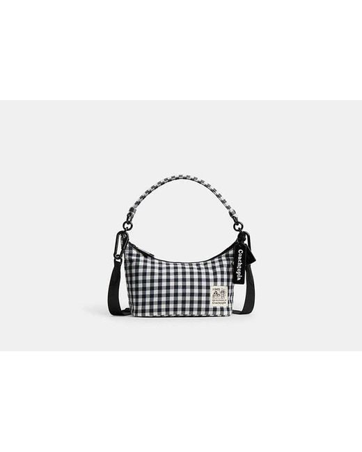 COACH Black Coachtopia Loop Shoulder Bag With Gingham Pattern