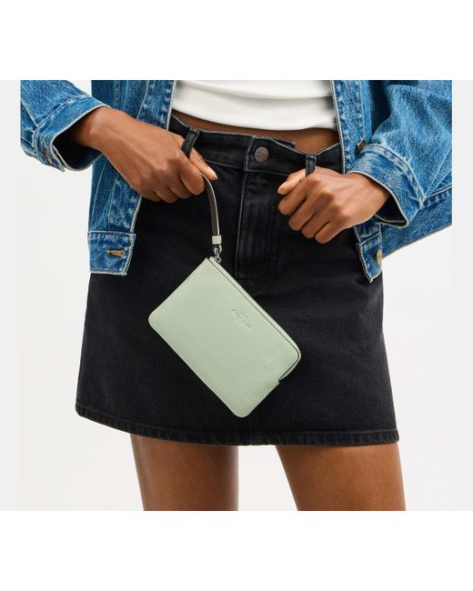 COACH Green Corner Zip Wristlet