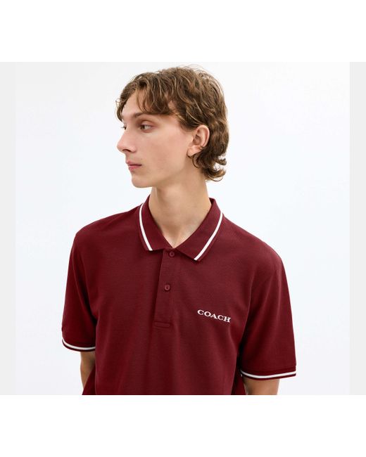 COACH Red Signature Trim Polo for men