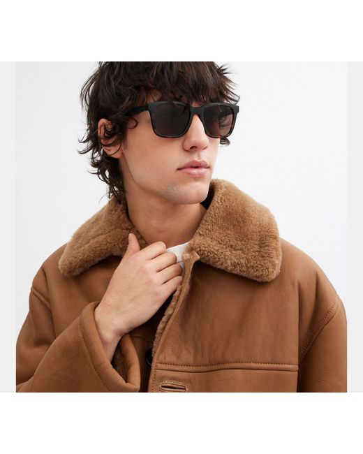 COACH Black C Hardware Textured Temple Sunglasses for men