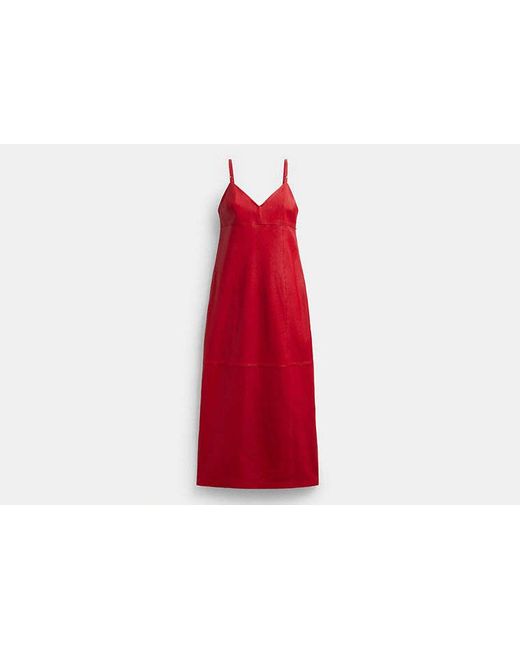 COACH Red Long Leather Dress