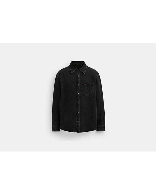 Camisa de tela vaquera negra de algodón orgánico COACH de hombre de color Black