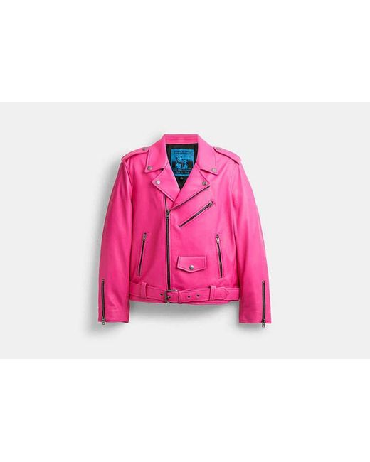 COACH Pink The Lil Nas X Drop Biker Jacket