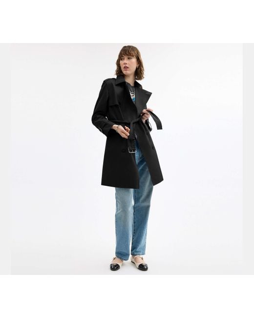 COACH Black Mid Trench Coat