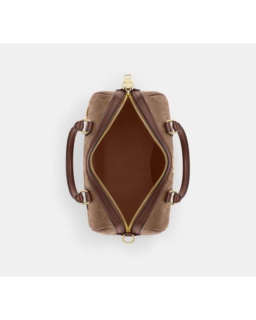 Bolso Satchel Rowan de lona de firma COACH de color Black