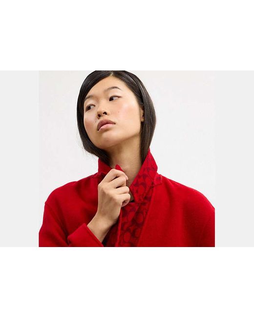 COACH Red Single Breasted Double Faced Wool Coat