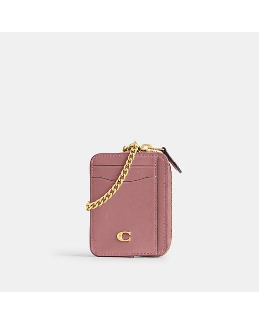 COACH Pink Essential Chain Card Case