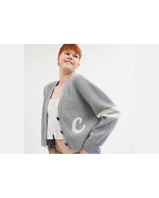 COACH Black Signature Script Cropped Cardigan