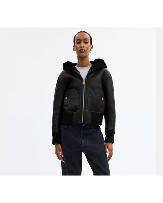 COACH Black Reversible Shearling Hoodie