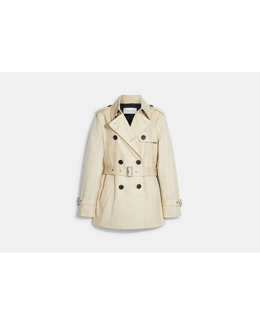 COACH Black Solid Short Trench Coat