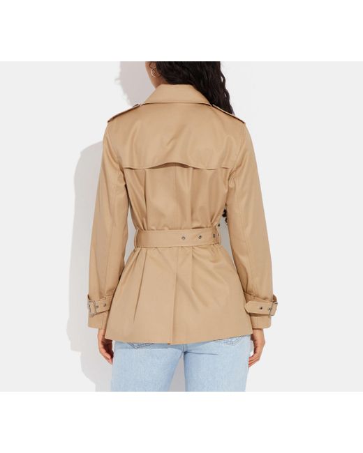 COACH Natural Solid Short Trench Coat