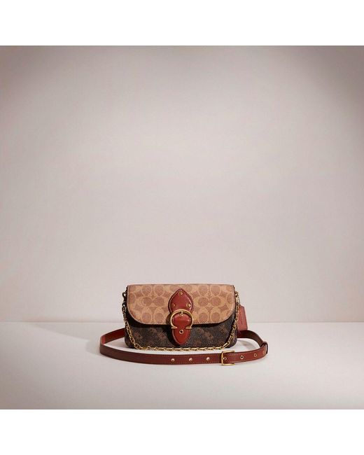 COACH Brown Restored Beat Crossbody Clutch In Signature Canvas With Horse And Carriage Print
