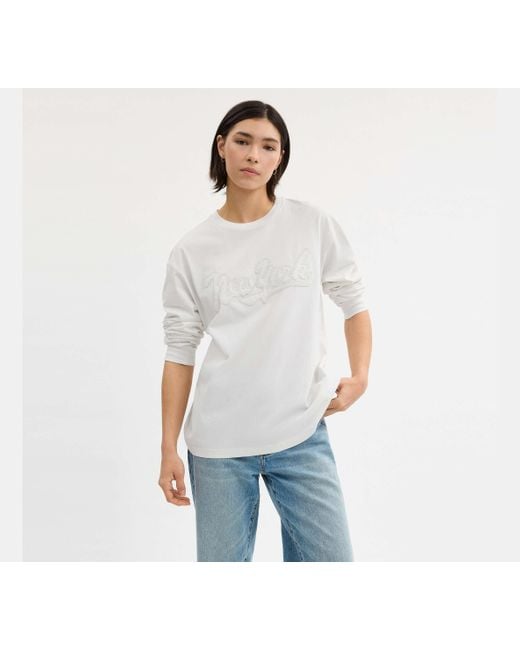 COACH White New York Long Sleeve T-Shirt