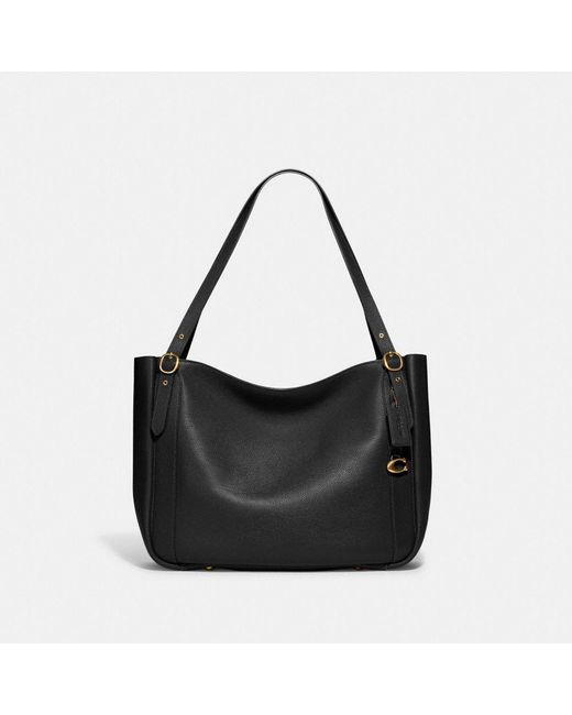 COACH Leather Alana Tote in Pewter/Black (Black) - Lyst