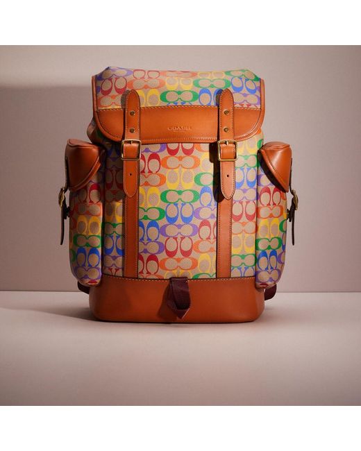 COACH Multicolor Restored Hitch Backpack In Rainbow Signature Canvas for men