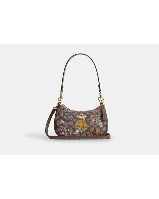COACH Black Teri Mini Crossbody Bag With Floral Embroidery