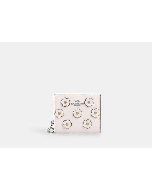 COACH Pink Snap Wallet With Floral Applique