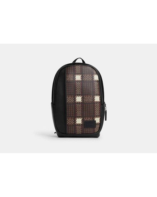 COACH Black Edge Backpack With Plaid Print for men