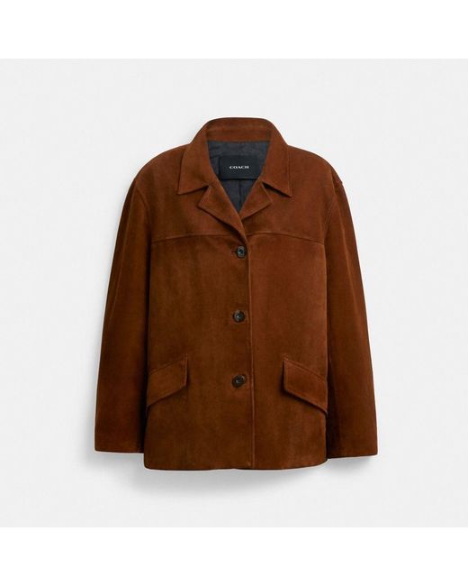 COACH Brown Sculpted C Suede Jacket
