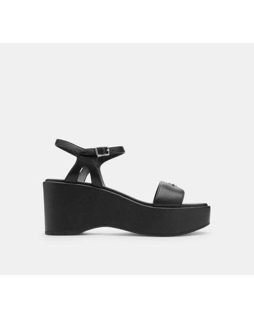 COACH Black Gale Wedge Sandal