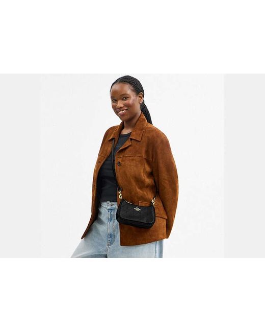 COACH Black Teri Mini Crossbody Bag With Quilting