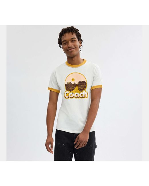 COACH Black Roadside Ringer T-shirt for men