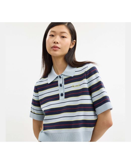 COACH Black Cropped Polohemd Mit Steifen
