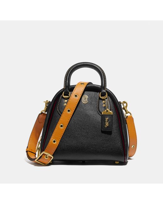 COACH Black Marleigh Satchel In Colorblock With Patch