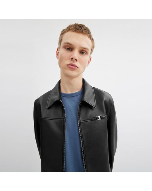 COACH Black Heritage C Lightweight Leather Jacket for men