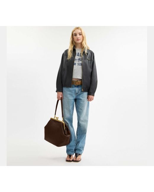 COACH Black Large Kisslock Frame Bag